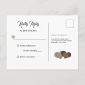 Rustikales Landwald Lace Burlap Heart Wedding RSVP Einladungspostkarte (Rückseite)