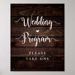 Rustikales Landwald, Schwarz, Hochzeitsprogramm Poster