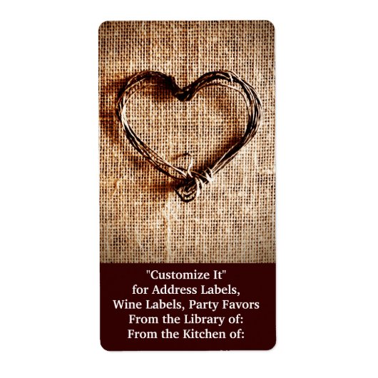 Rustikales Landweinherz auf Burlap Print (Vorne)