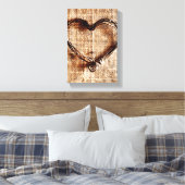 Rustikales Landweinherz auf Burlap Print Leinwanddruck (Insitu (Schlafzimmer))
