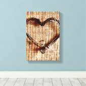 Rustikales Landweinherz auf Burlap Print Leinwanddruck (Insitu (Holzboden))