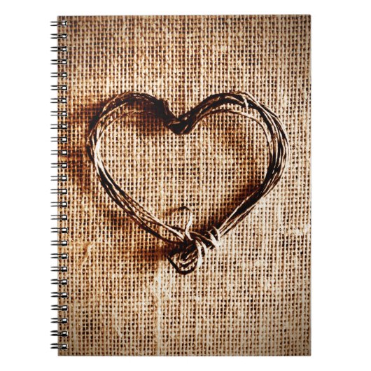 Rustikales Landweinherz auf Burlap Print Notizblock (Vorderseite)