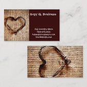 Rustikales Landweinherz auf Burlap Print Visitenkarte (Vorne/Hinten)