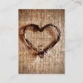 Rustikales Landweinherz auf Burlap Print Visitenkarte (Rückseite)