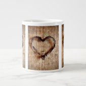 Rustikales Landweinherz auf Burlap Printwerbung Jumbo-Tasse (Vorderseite)