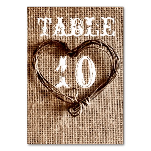 Rustikales Landweinherz Hochzeiten Tischnummern (Vorderseite)