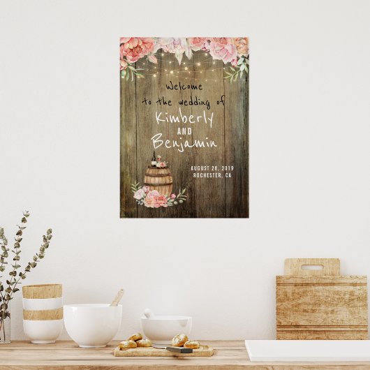 Rustikales Landweinkarree Begrüßung Begrüßungszeic Poster (Küche)