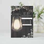 Rustikales Lantern Gipskraut & Lights Wedding RSVP Karte (Stehend Vorderseite)