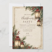 Rustikales Lantern Weihnachts-Party Einladung (Vorderseite)