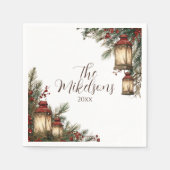 Rustikales Lantern Weihnachts-Party Serviette (Vorderseite)