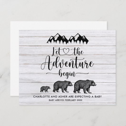 Rustikales Lass Das Abenteuer beginnt die Schwange Ankündigung (Vorne/Hinten)