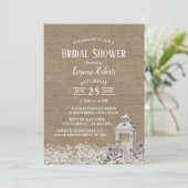 Rustikales Laternen-Land-Blumenleinwand-Brautparty Einladung (Stehend Vorderseite)