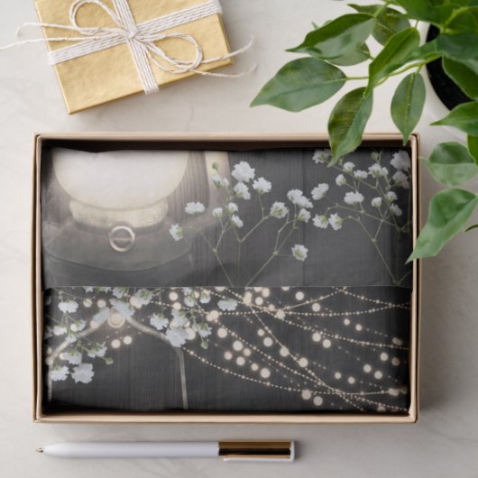 Rustikales Laternengebäck, Gipskraut und Lichterei Seidenpapier (Geschenk)