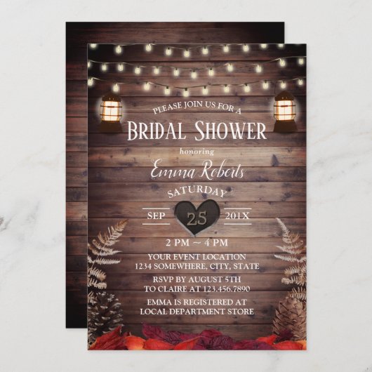 Rustikales Laternengebirge - Brautparty Einladung (Vorne/Hinten)