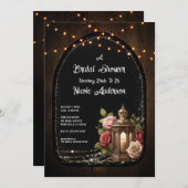 Rustikales Laternengebirge Rose & Brautparty Einladung (Vorne/Hinten)