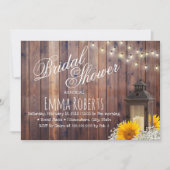 Rustikales Laternengebirge und Sonnenblumen Brautp Einladung (Vorderseite)