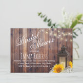 Rustikales Laternengebirge und Sonnenblumen Brautp Einladung (Stehend Vorderseite)