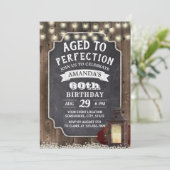 Rustikales Laternenholz 60. Geburtstag Einladung (Stehend Vorderseite)