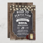 Rustikales Laternenholz 60. Geburtstag Einladung (Vorne/Hinten)