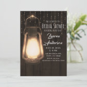 Rustikales Laternenholz und braunes Brautparty Einladung (Stehend Vorderseite)
