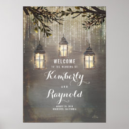 Rustikales Laternenlicht - Begrüßungszeichen Poster