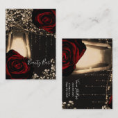 Rustikales Laternenlicht und dunkle Rote Rosen Blu Visitenkarte (Vorne/Hinten)