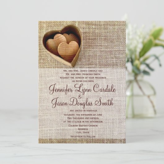 Rustikales Laubholz Hochzeitsfest Einladung (Stehend Vorderseite)