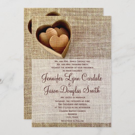 Rustikales Laubholz Hochzeitsfest Einladung (Vorne/Hinten)