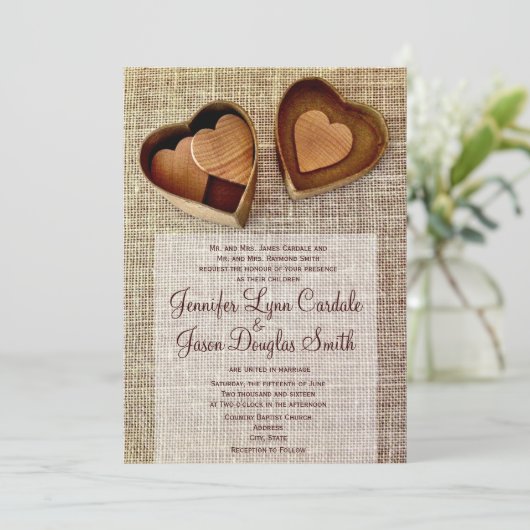 Rustikales Laubholz Hochzeitsfest Einladung (Stehend Vorderseite)