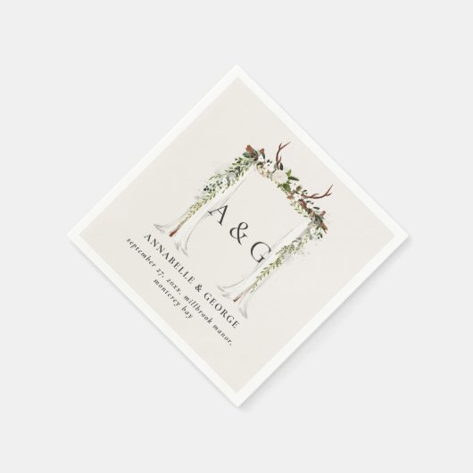 Rustikales Laubwald, Blumenstrauß Serviette (Ecke)