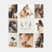 Rustikales Laurel Monogram 8 FotoCollage Fleecedecke (Vorderseite)