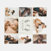 Rustikales Laurel Monogram 8 FotoCollage Fleecedecke (Vorderseite (Horizontal))