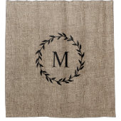Rustikales Laurel Wreath Bauernhaus Style Burlap Duschvorhang (Vorderseite)