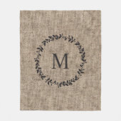 Rustikales Laurel Wreath Bauernhof Burlap Mit Mono Fleecedecke (Vorderseite)