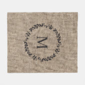 Rustikales Laurel Wreath Bauernhof Burlap Mit Mono Fleecedecke (Vorderseite (Horizontal))