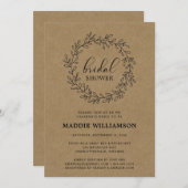 Rustikales Laurel Wreath Kraft Brautparty Einladung (Vorne/Hinten)