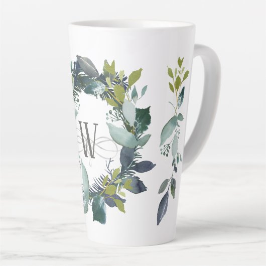 Rustikales Laurel Wreath Monogramm Milchtasse (Rechte Ecke)