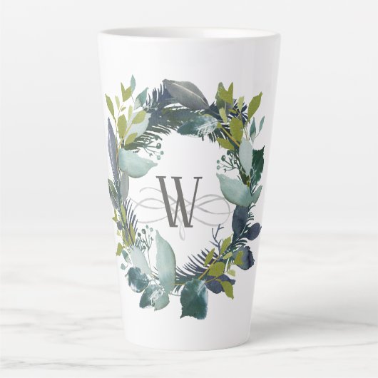 Rustikales Laurel Wreath Monogramm Milchtasse (Vorderseite)