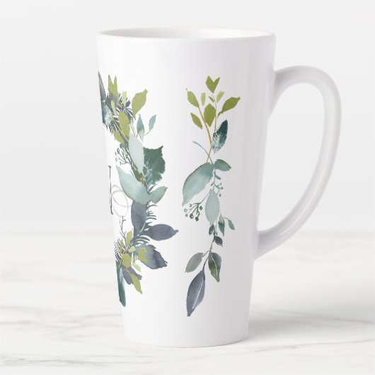 Rustikales Laurel Wreath Monogramm Milchtasse (Rechts)