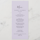 Rustikales Lavendel-Coordinate für Lila Hochzeitse Menükarte (Vorderseite)