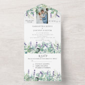 Rustikales Lavendel-Foto Eucalyptus UAWG Wedding All In One Einladung (Innen)
