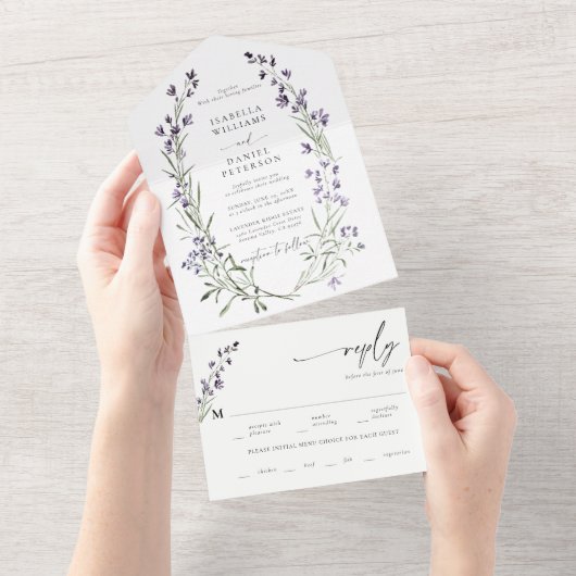 Rustikales Lavendel Meal UAWG Moderne romantische  All In One Einladung (Abreißen)