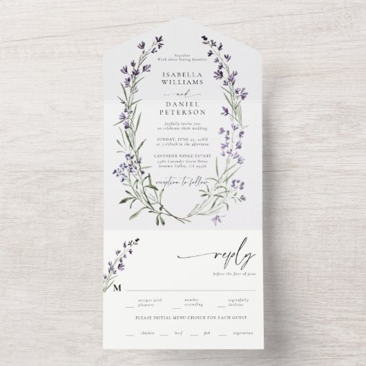 Rustikales Lavendel Meal UAWG Moderne romantische  All In One Einladung (Innen Boden)