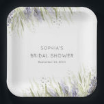 Rustikales Lavendel- und Sage-Brautparty Pappteller<br><div class="desc">Die rustikalen boho Brautparty Papier Teller. Dieses schlichte Design mit Aquarelllavender mit weichem,  grünem Blattwerk. Es ist ein minimales und modernes Kunstwerk,  das die Romantik und den Charme Ihres besonderen Tages widerspiegelt. Die Formulierung "Brautparty" kann geändert werden,  um was immer Sie sich entscheiden. Erstellt von der einfachen Farmhouse Press.</div>