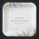 Rustikales Lavendel- und Sage-Brautparty Pappteller<br><div class="desc">Die rustikalen boho Brautparty Papier Teller. Dieses schlichte Design mit Aquarelllavender mit weichem,  grünem Blattwerk. Es ist ein minimales und modernes Kunstwerk,  das die Romantik und den Charme Ihres besonderen Tages widerspiegelt. Die Formulierung "Brautparty" kann geändert werden,  um was immer Sie sich entscheiden. Erstellt von der einfachen Farmhouse Press.</div>