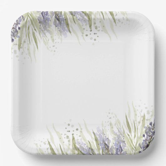 Rustikales Lavendel- und Sage-Brautparty Pappteller (Vorderseite)