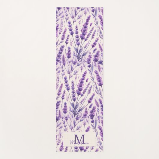Rustikales Lavendelmuster Muster Chorname Monogram Yogamatte (Vorderseite)