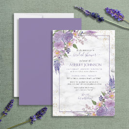 Rustikales Lavender Lilac Gold Floral Brautparty Einladung