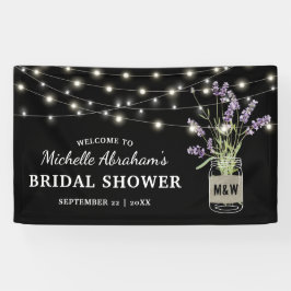 Rustikales Lavender Mason Jar Lights Brautparty Banner