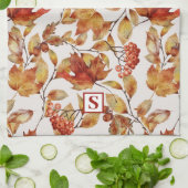 Rustikales Leaf Autumn Monogram Geschirrtuch (Gefaltet)